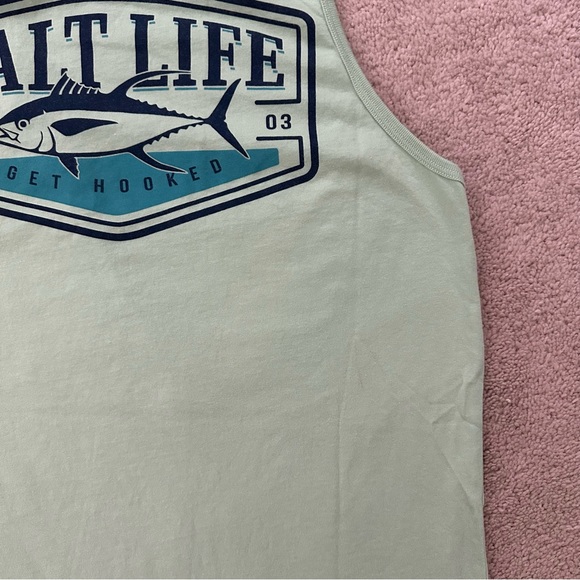 Salt Life Get Hooked Green Tank Top - Beach Vacation Fishing - Picture 15 of 16